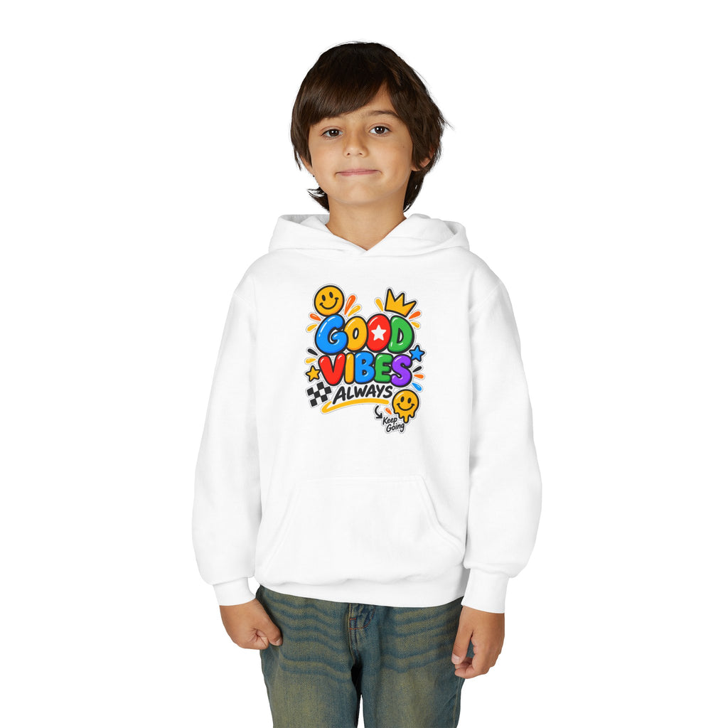 Youth Hoodie - "Good Vibes Always" Colorful Positive Graphic