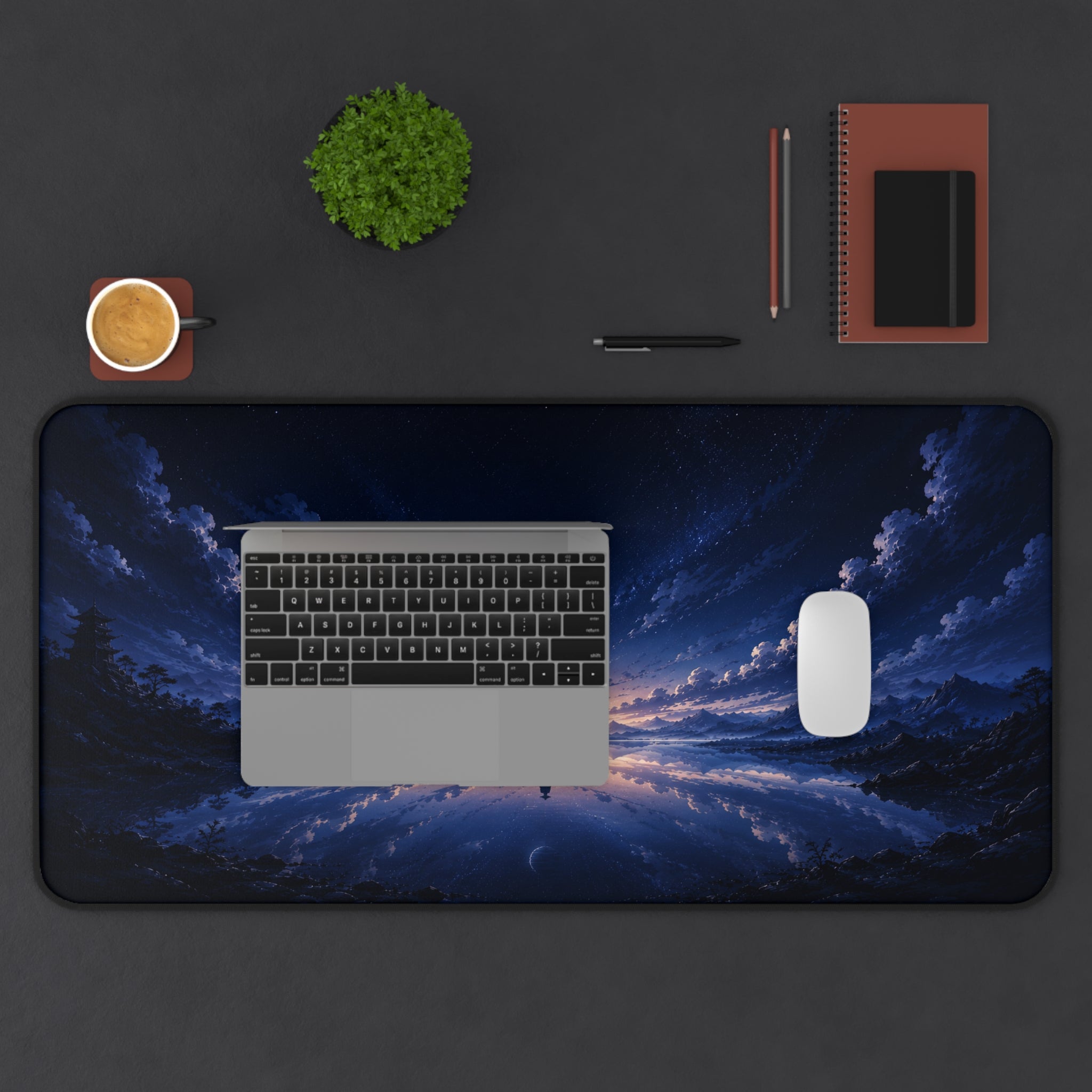 Mystic Moonlit Horizon Desk Mat — Night Sky Gaming & Office Mouse Pad