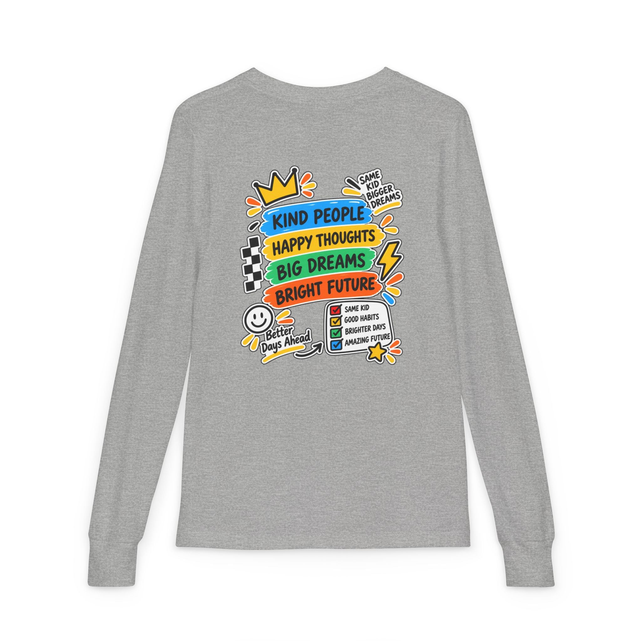 Good Vibes Always Youth Long Sleeve Tee — Positive Message Kids Shirt