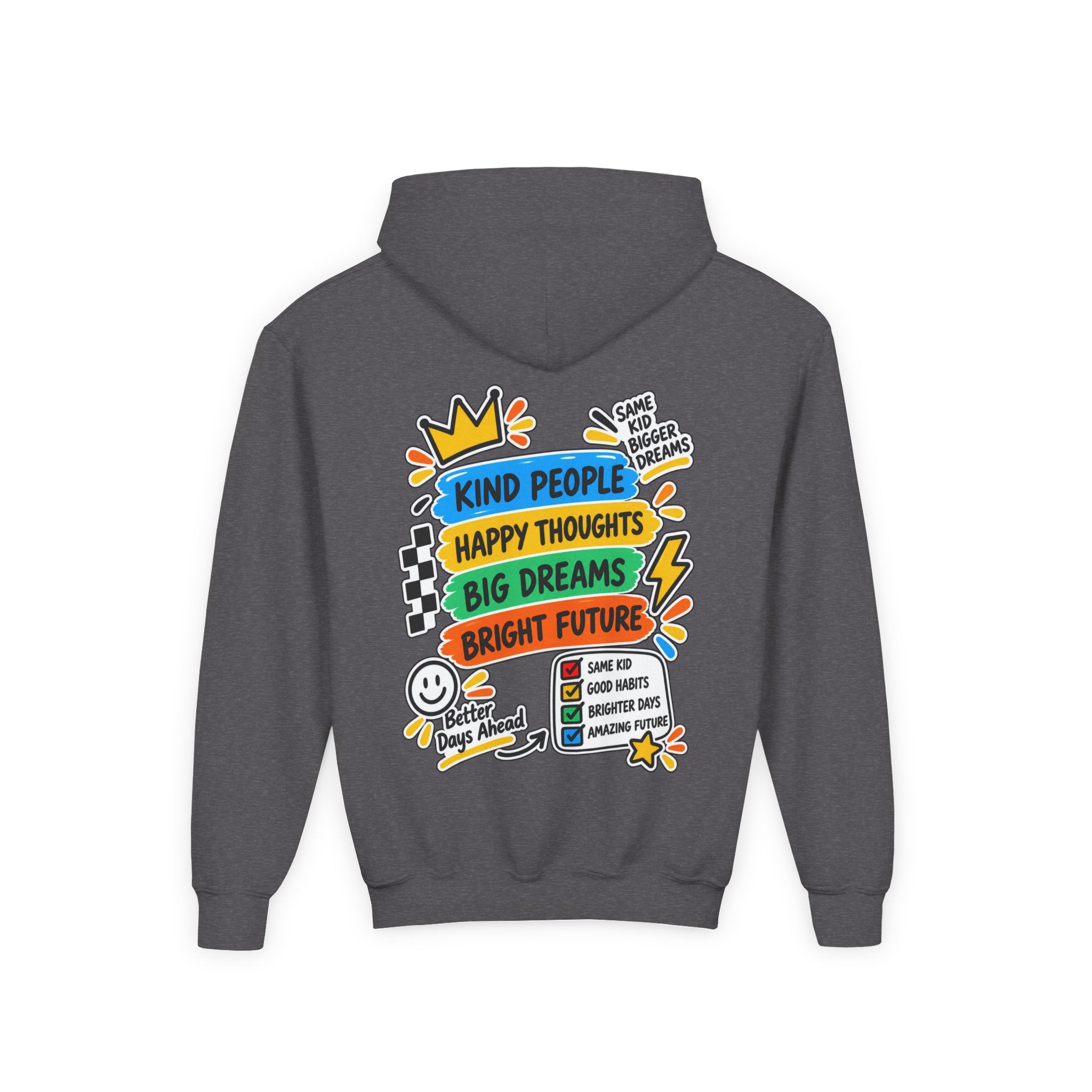 Youth Hoodie - "Good Vibes Always" Colorful Positive Graphic