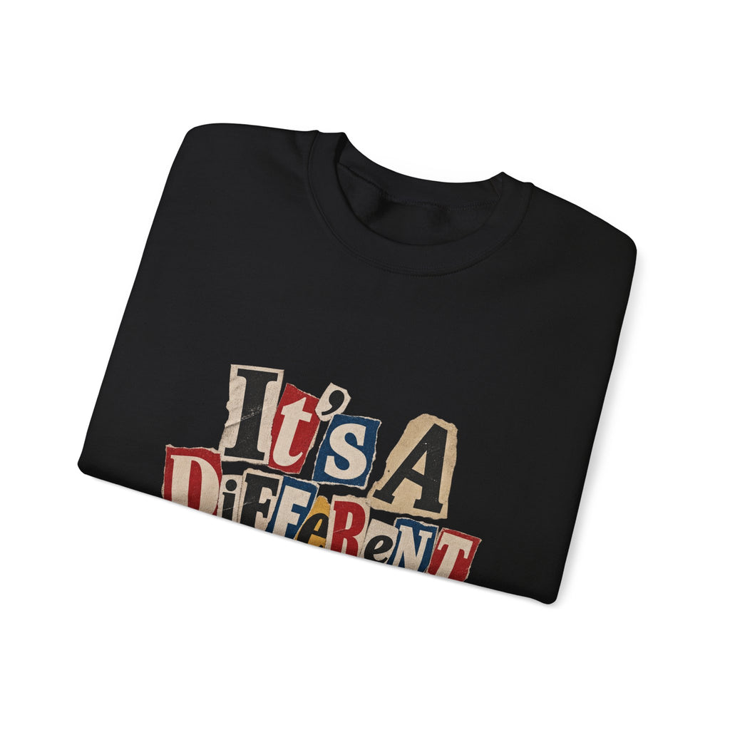Crewneck Sweatshirt - "It's A Different Story" Retro Collage Graphic