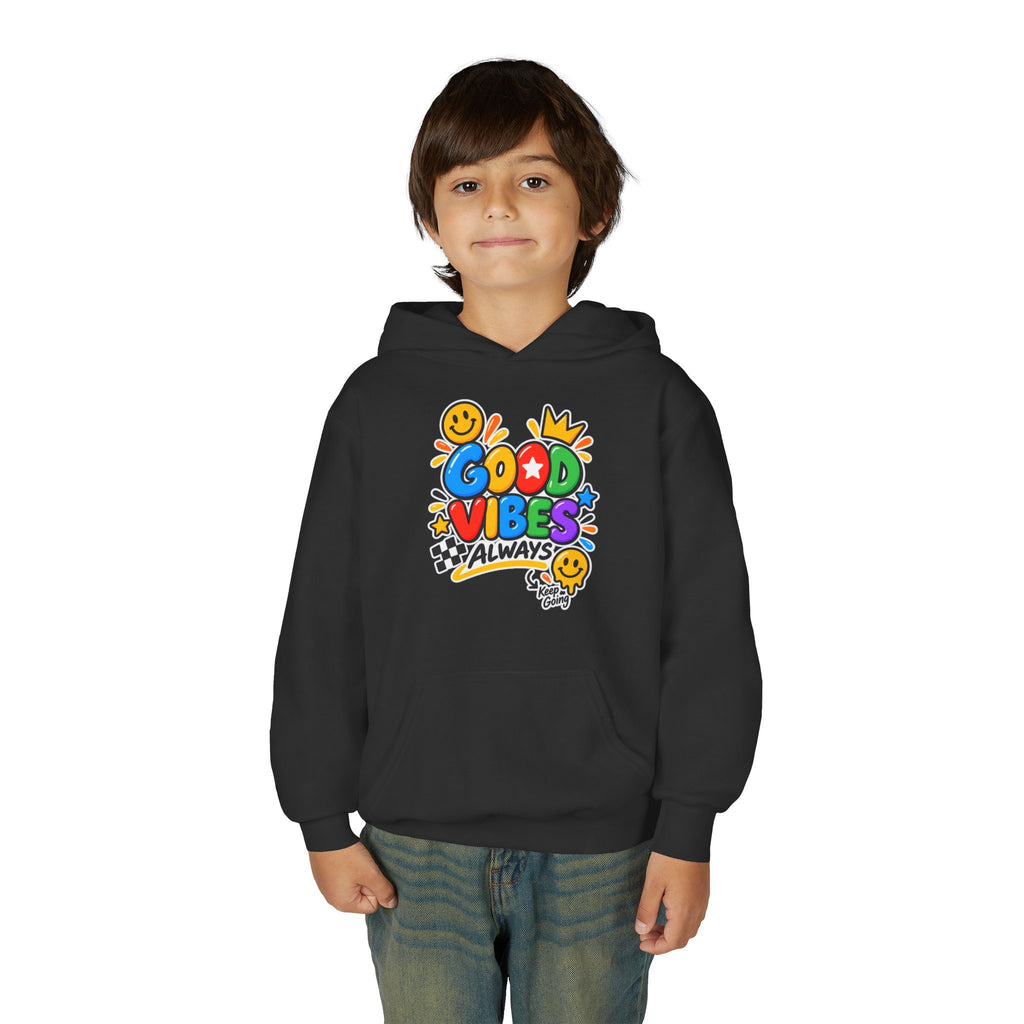 Youth Hoodie - "Good Vibes Always" Colorful Positive Graphic