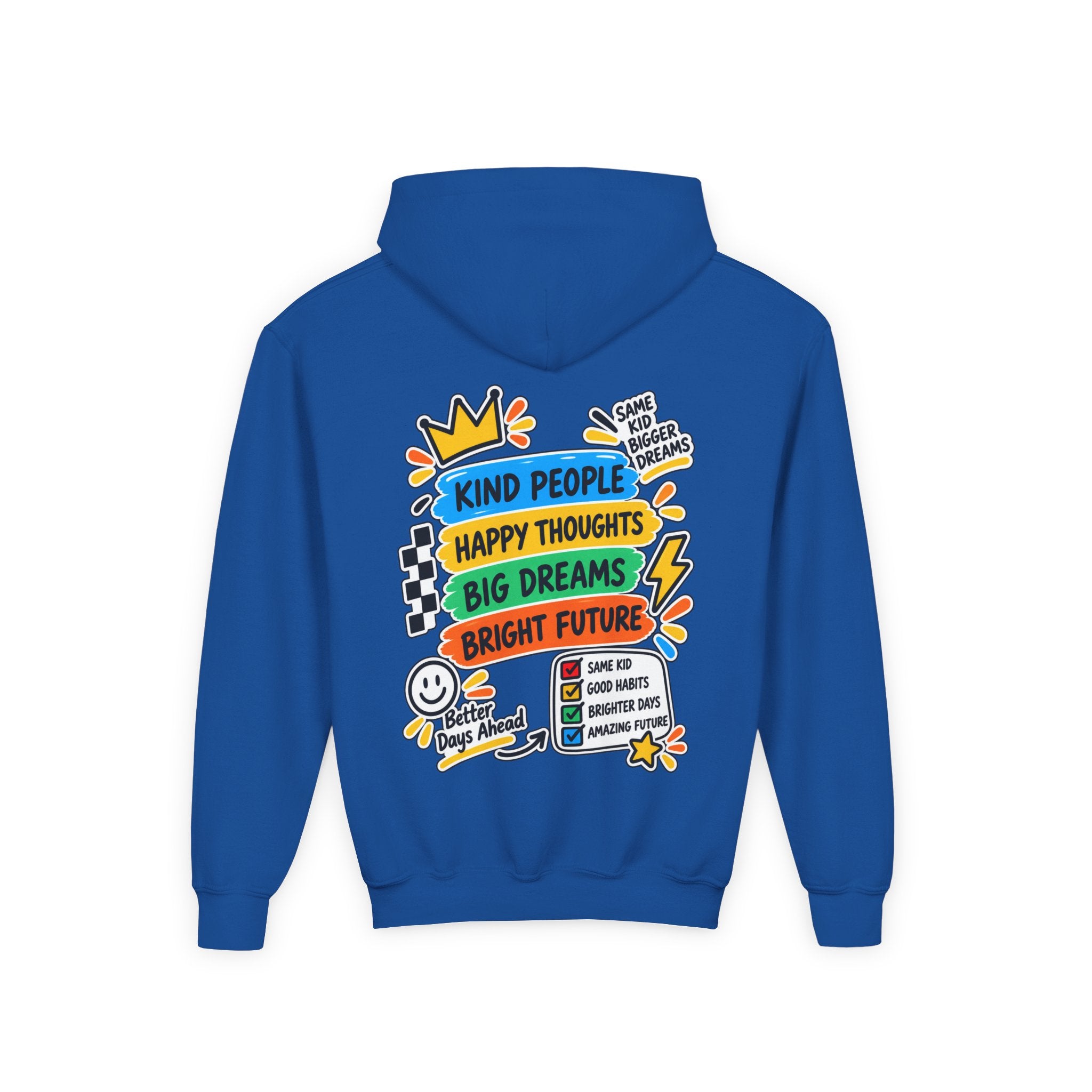 Youth Hoodie - "Good Vibes Always" Colorful Positive Graphic