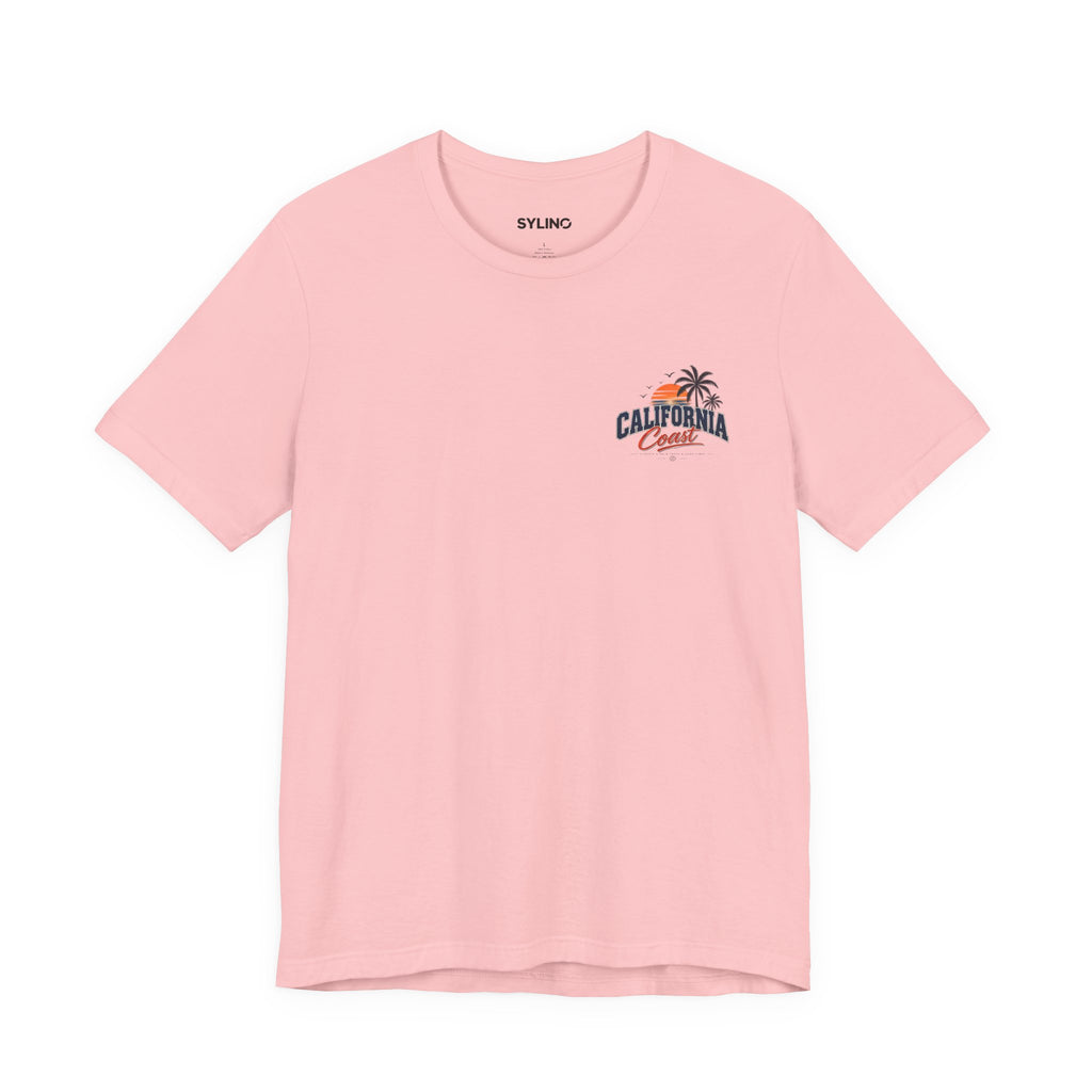 California Coast Pocket Tee — Retro Palm Surf Graphic