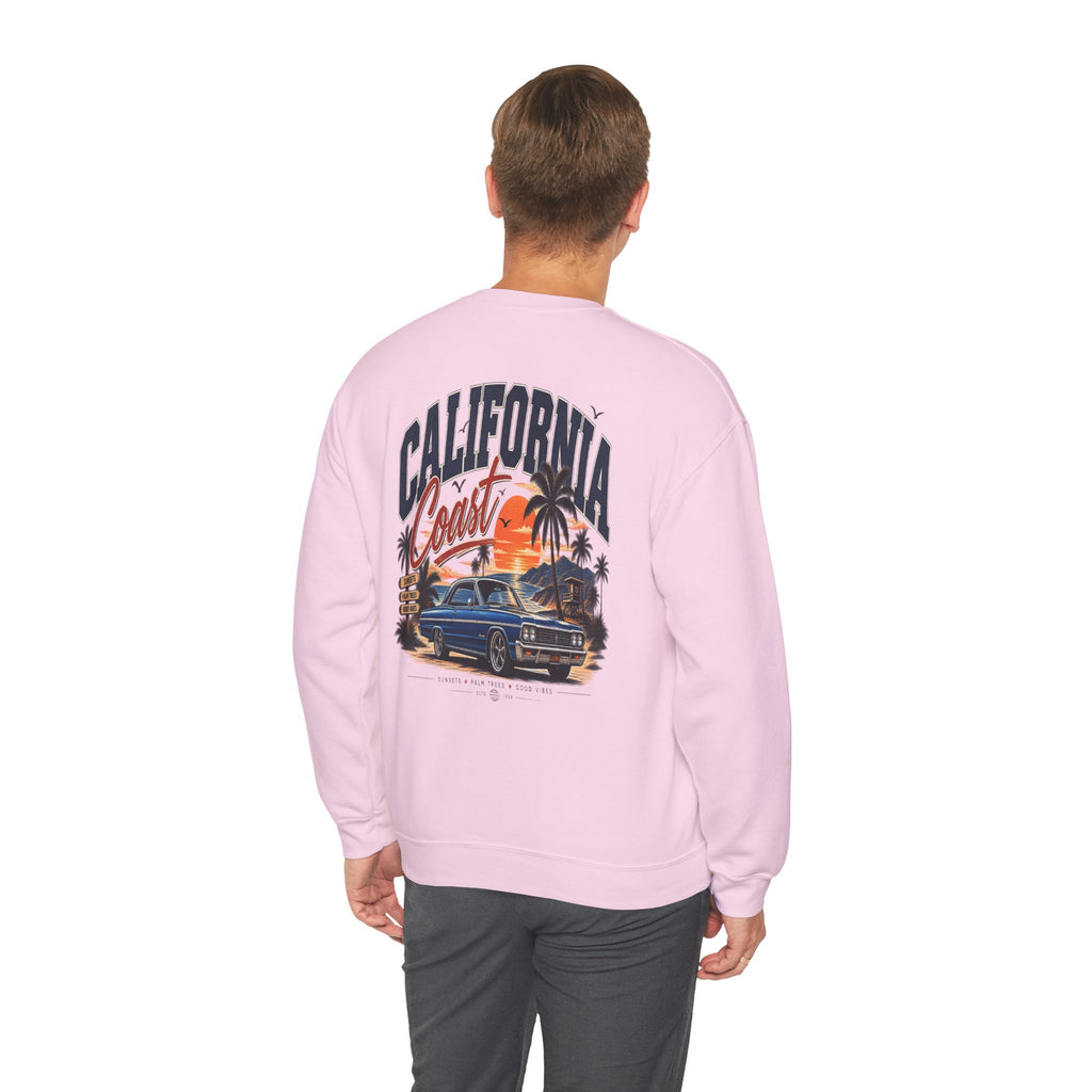 California Coast Crewneck Sweatshirt — Retro Palm Tree Graphic