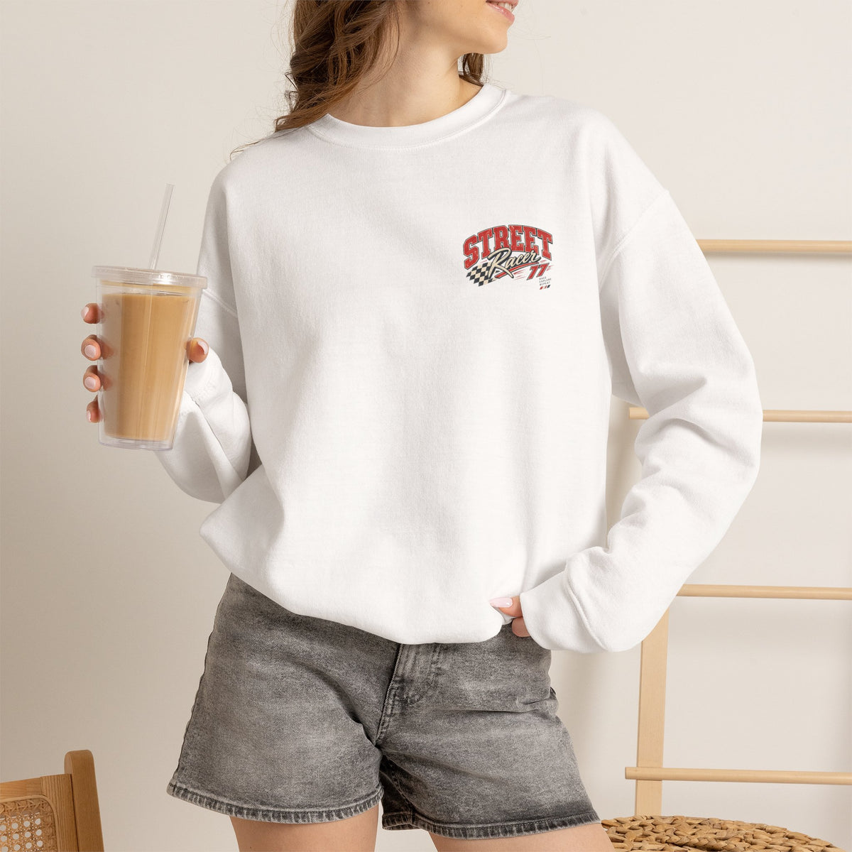 Street Racer Crewneck Sweatshirt — Vintage Car Racing Graphic