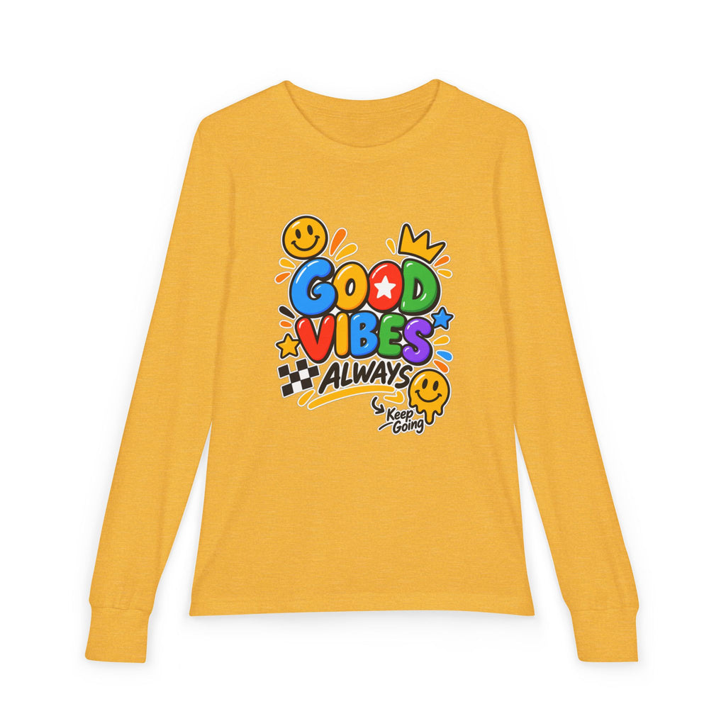 Good Vibes Always Youth Long Sleeve Tee — Positive Message Kids Shirt