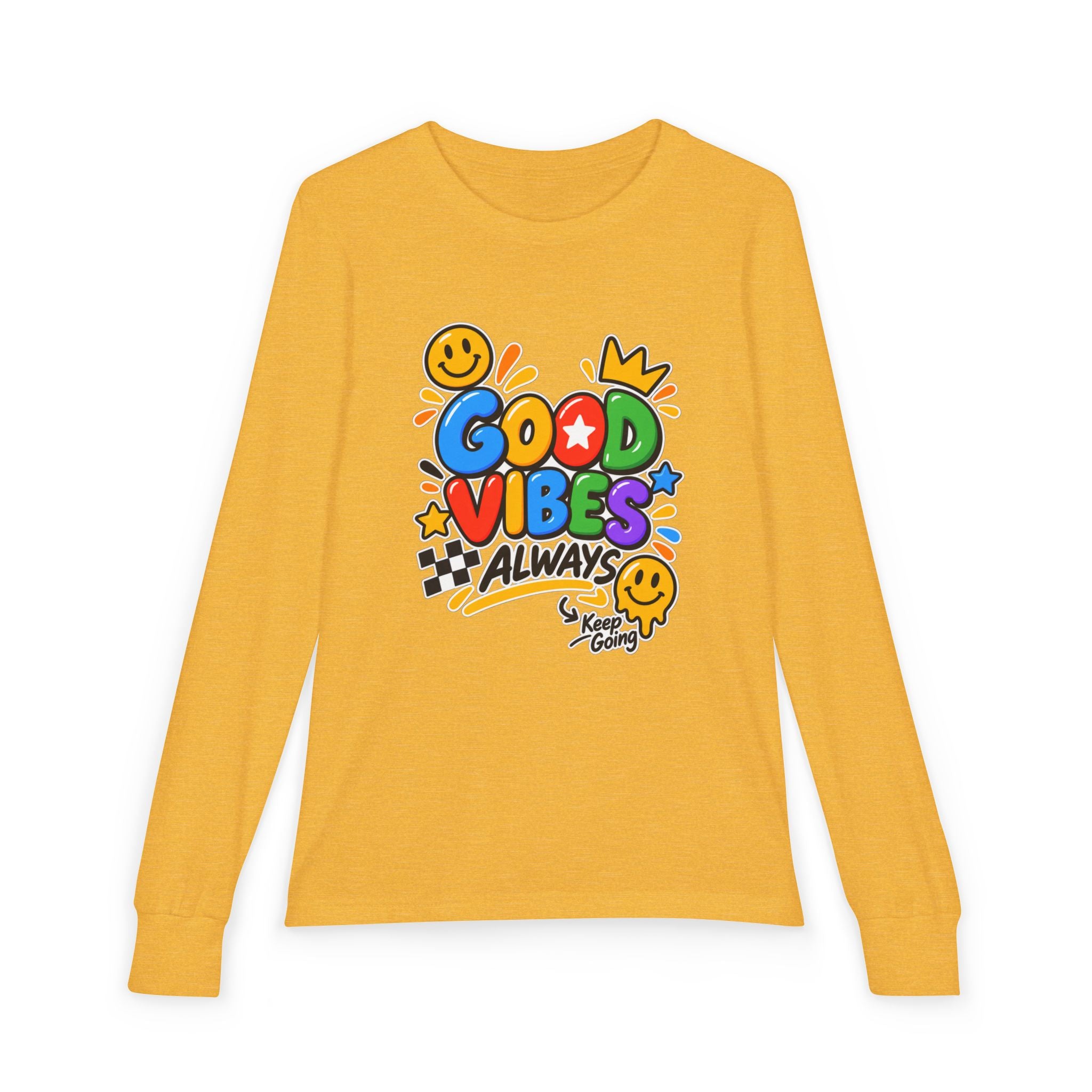 Good Vibes Always Youth Long Sleeve Tee — Positive Message Kids Shirt