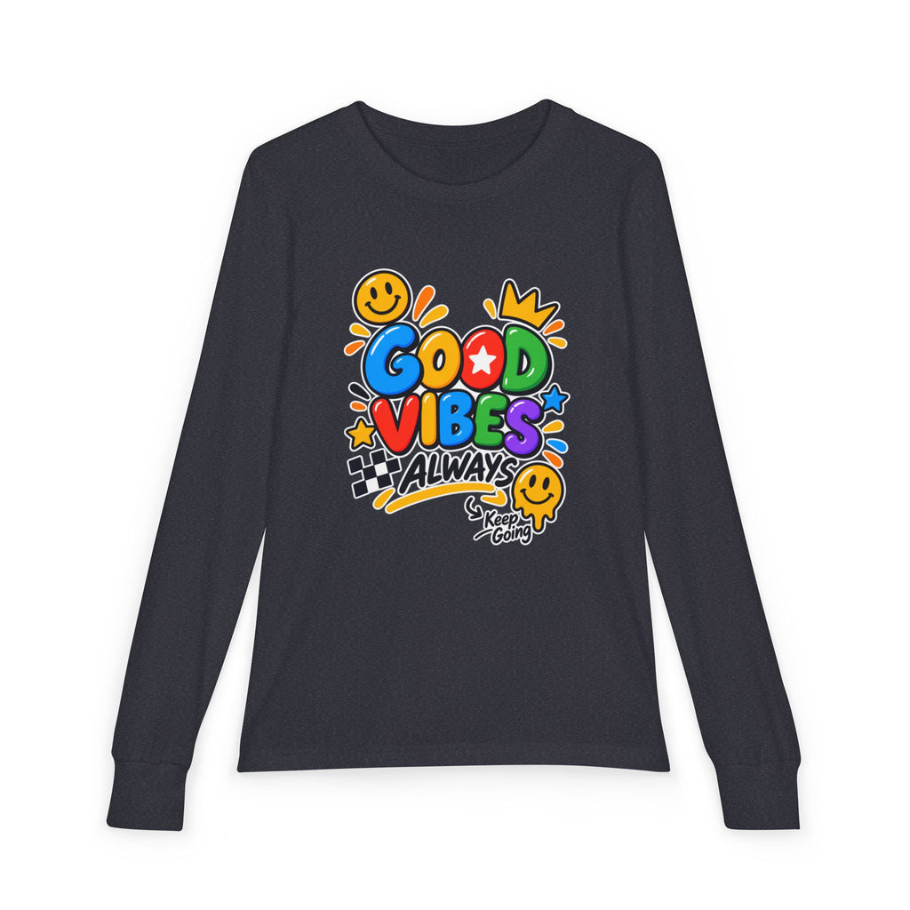 Good Vibes Always Youth Long Sleeve Tee — Positive Message Kids Shirt