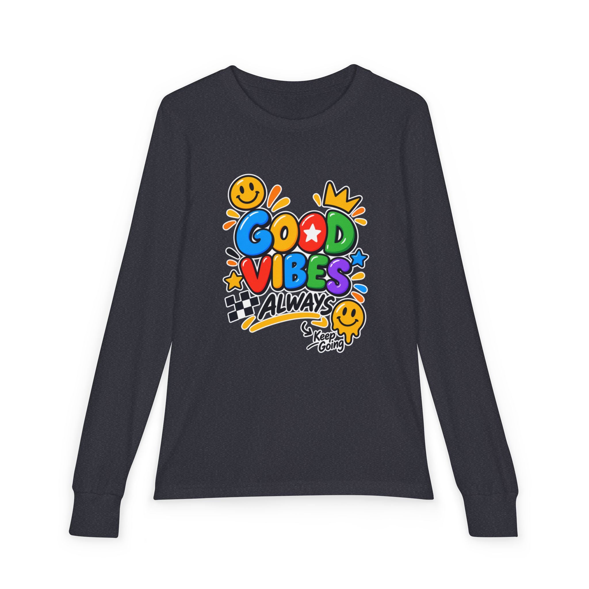 Good Vibes Always Youth Long Sleeve Tee — Positive Message Kids Shirt