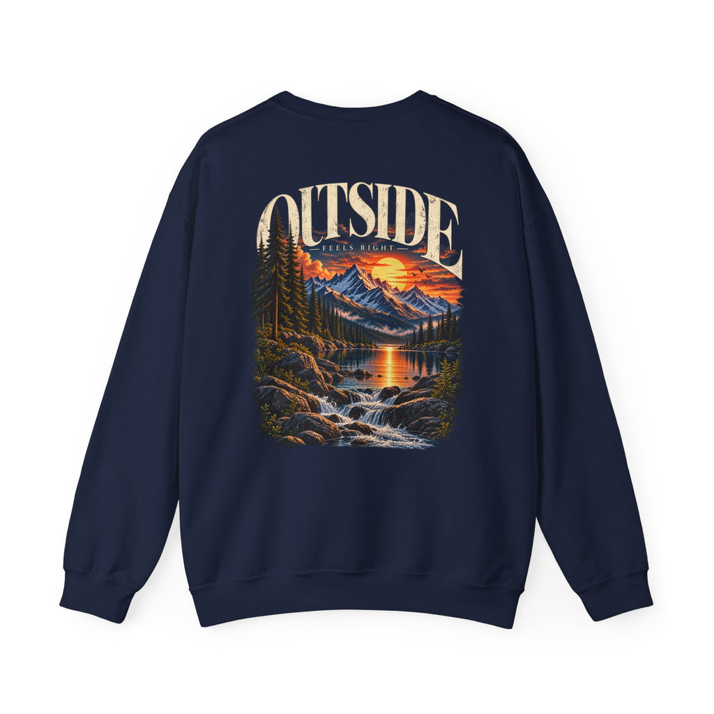 Outside Scenic Crewneck — Mountain Sunset Nature Graphic