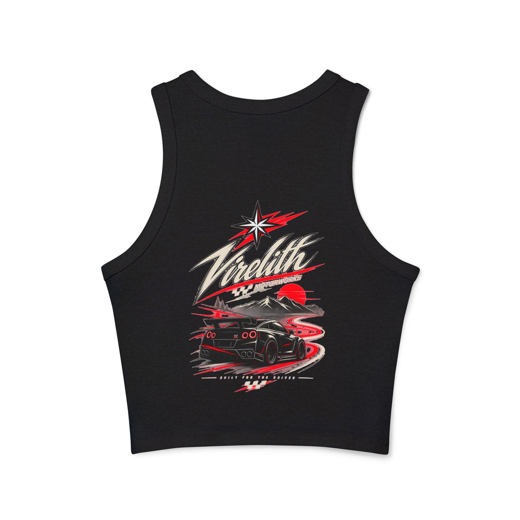 Racer Tank Top — Vintage Speed Virelith Graphic (Front Logo & Back Racing Car)