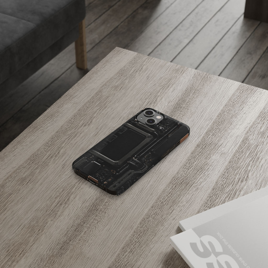 Slim Phone Case — Black Circuit Tech Design