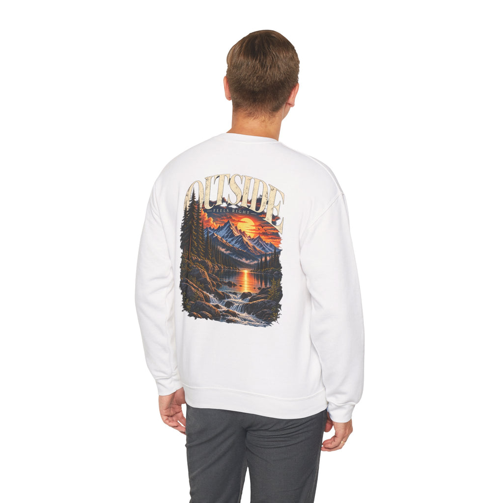 Outside Scenic Crewneck — Mountain Sunset Nature Graphic