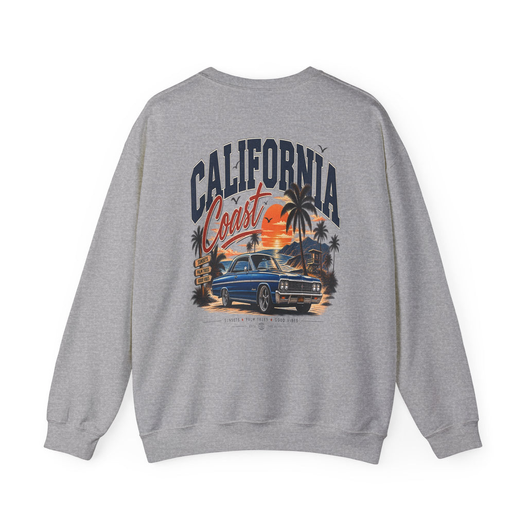 California Coast Crewneck Sweatshirt — Retro Palm Tree Graphic