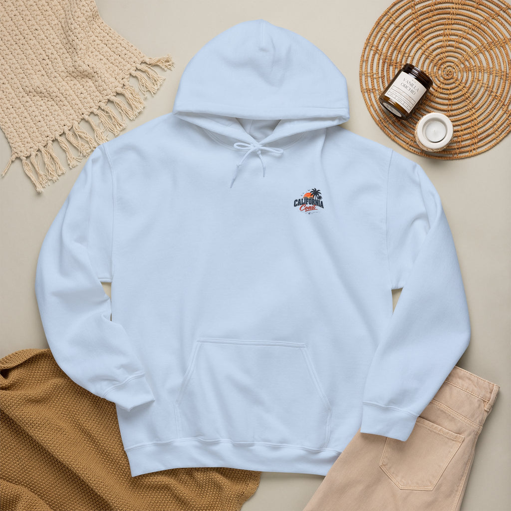 California Coast Hoodie — Vintage Car Sunset Palm Beach Graphic