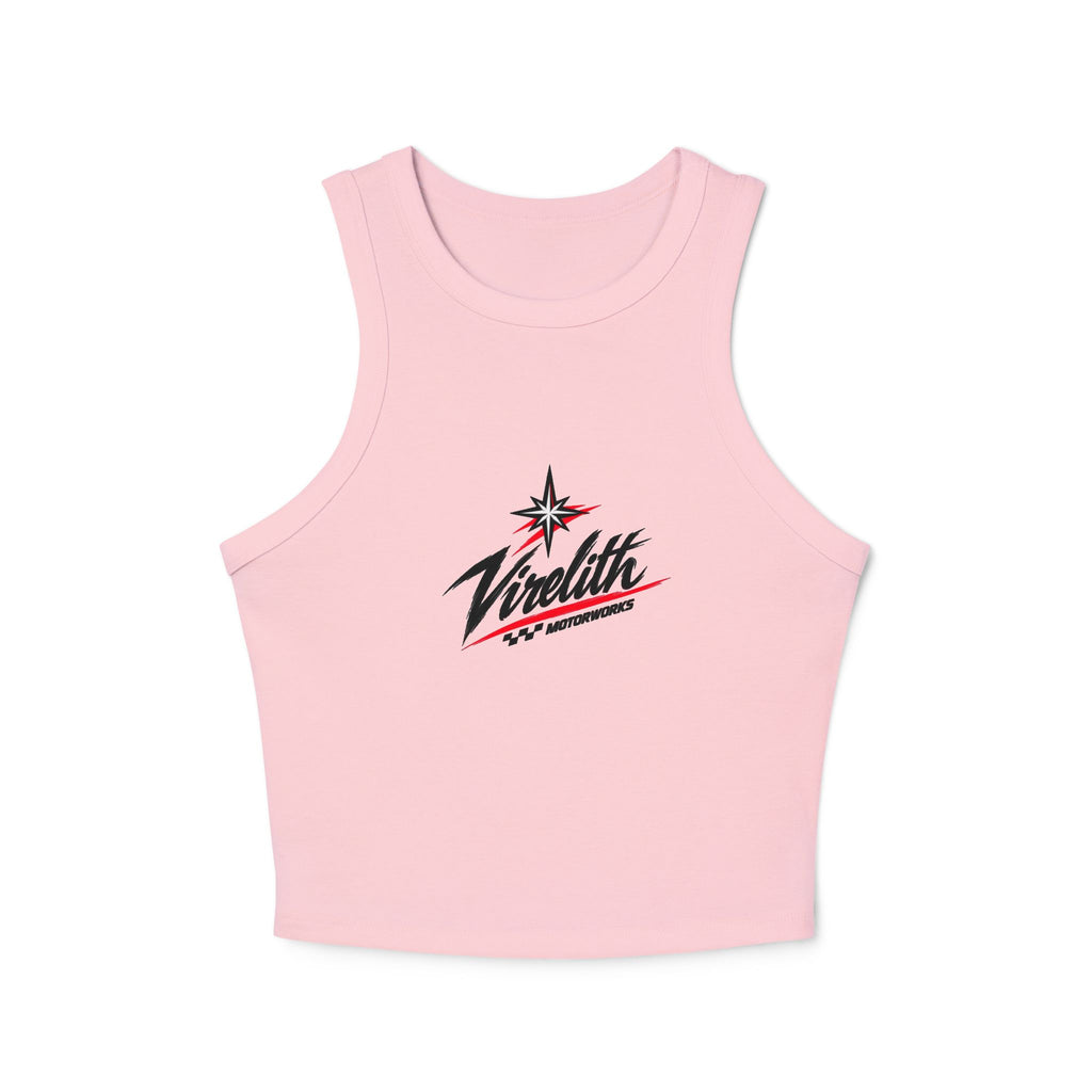 Racer Tank Top — Vintage Speed Virelith Graphic (Front Logo & Back Racing Car)