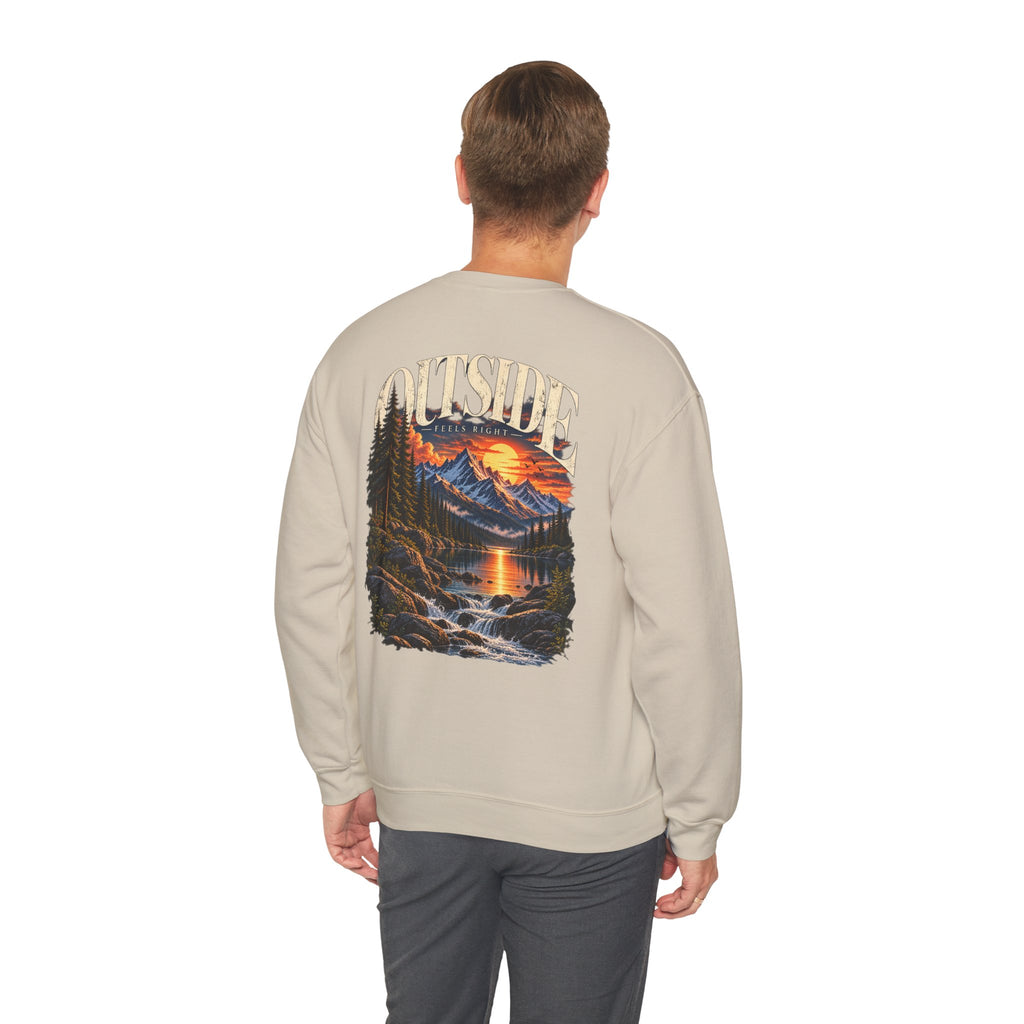 Outside Scenic Crewneck — Mountain Sunset Nature Graphic