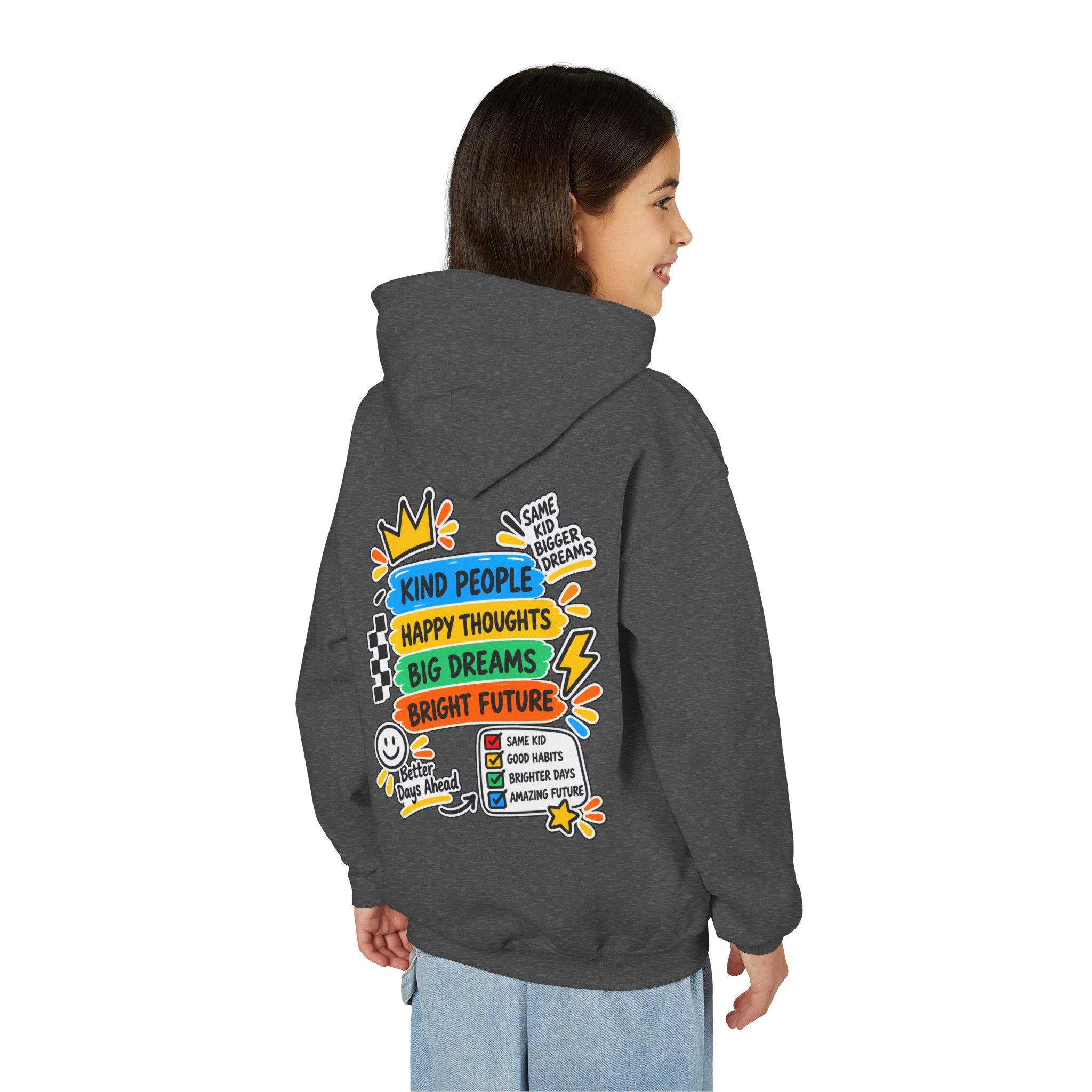 Youth Hoodie - "Good Vibes Always" Colorful Positive Graphic