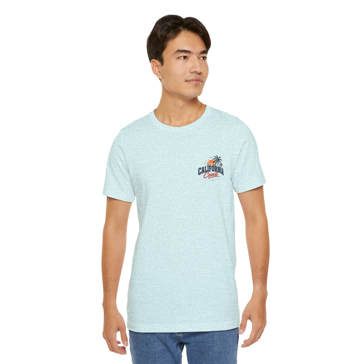 California Coast Pocket Tee — Retro Palm Surf Graphic