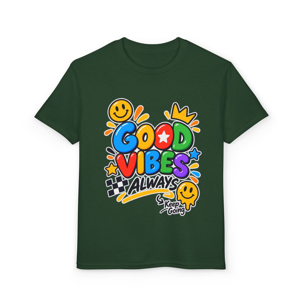 Youth T-Shirt — "Good Vibes Always" Colorful Positive Message Tee