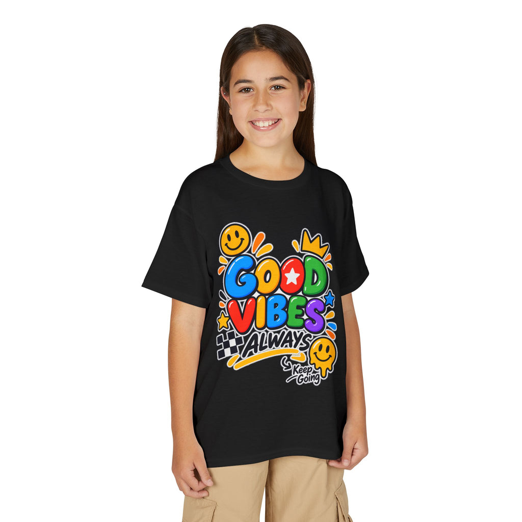 Youth T-Shirt — "Good Vibes Always" Colorful Positive Message Tee
