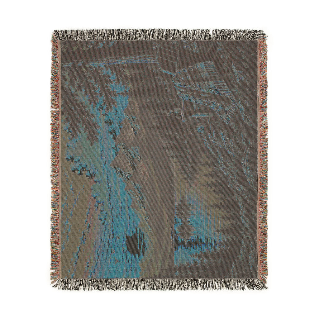 Mountain Lake Woven Blanket — Sunset Scenic Throw for Cabin, Camping & Cozy Home Decor