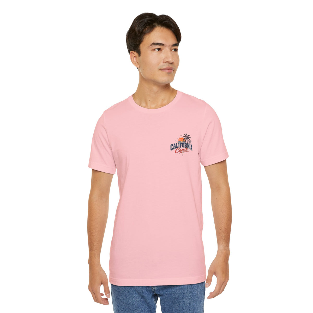 California Coast Pocket Tee — Retro Palm Surf Graphic