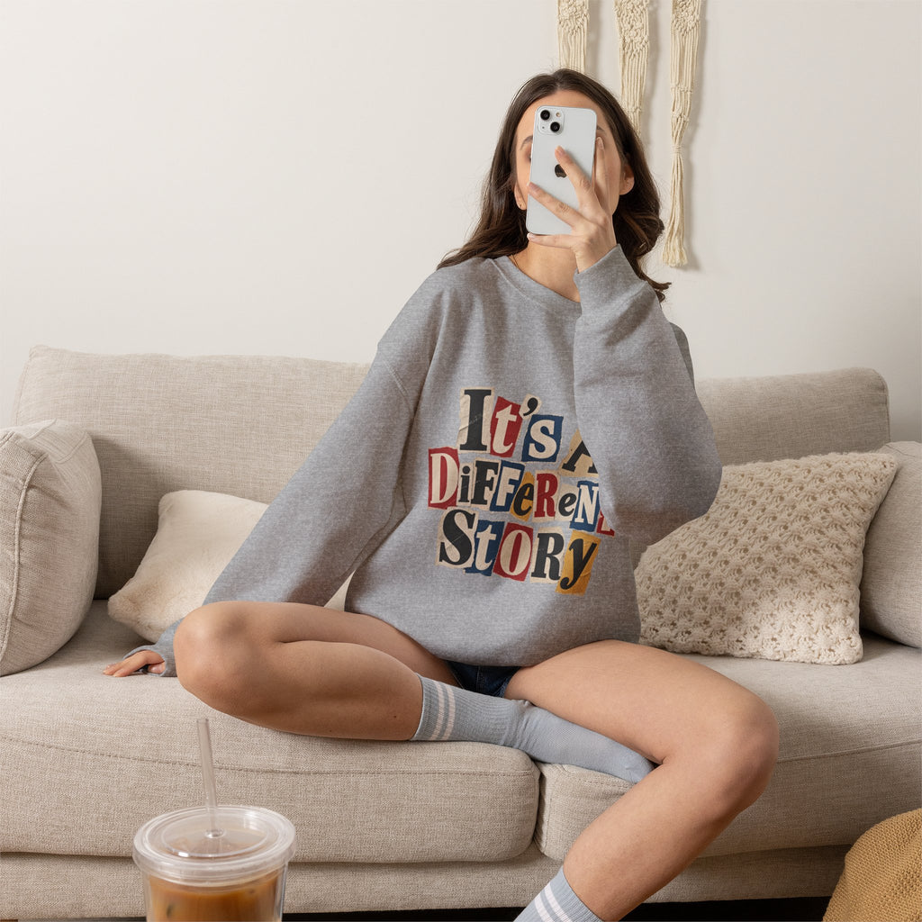 Crewneck Sweatshirt - "It's A Different Story" Retro Collage Graphic