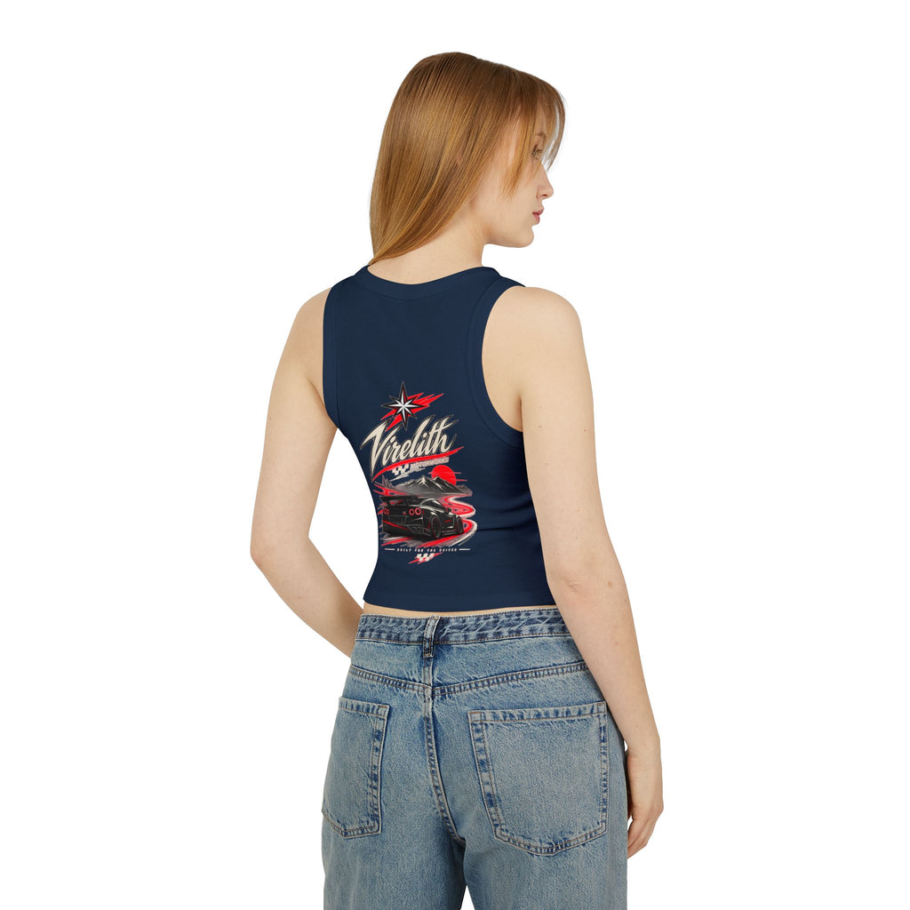 Racer Tank Top — Vintage Speed Virelith Graphic (Front Logo & Back Racing Car)