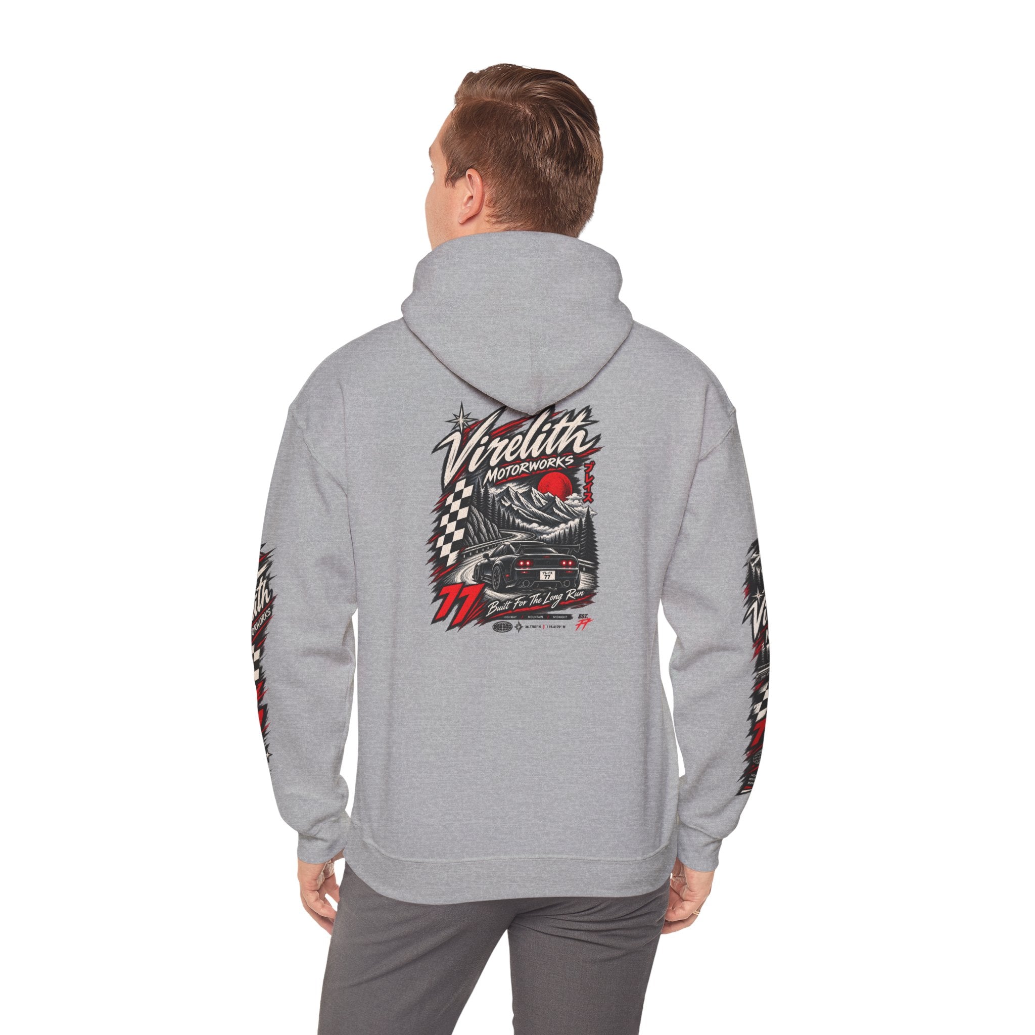 Virelith Motorsports Checkered Flag Hoodie | Racing Graphic Sweatshirt