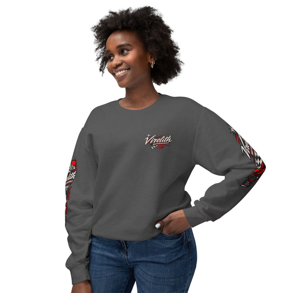 Motorworks Racing Crewneck Sweatshirt | Vintage Sleeve Graphic