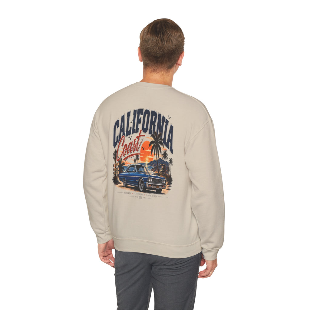 California Coast Crewneck Sweatshirt — Retro Palm Tree Graphic