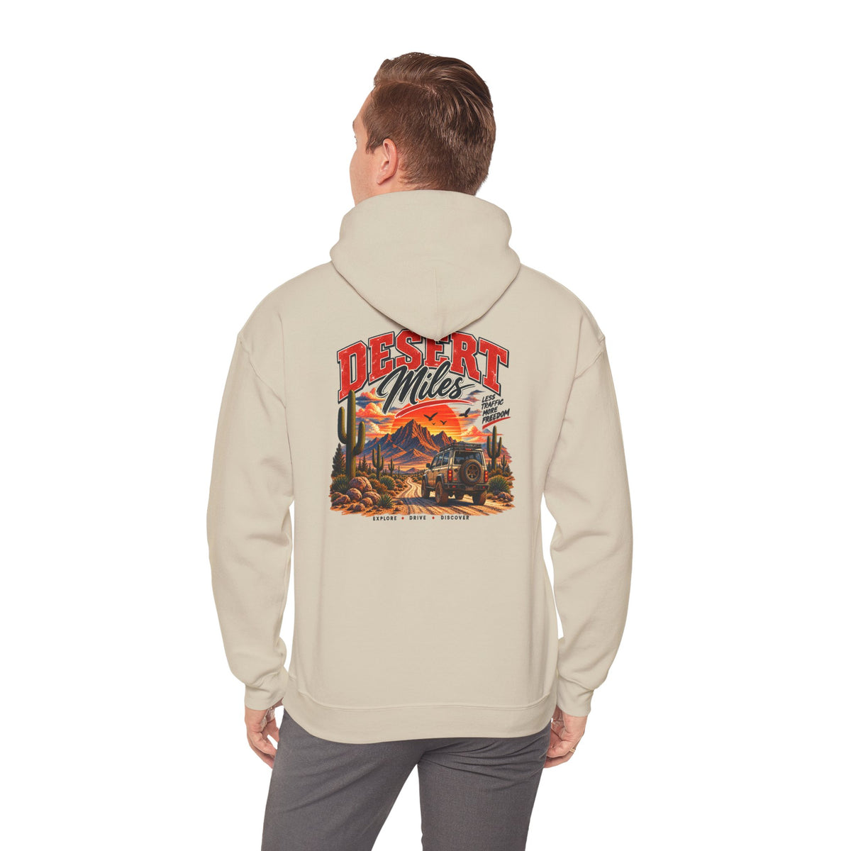 Desert Camp Graphic Hoodie – 'Desert' Sunset Cactus Pullover