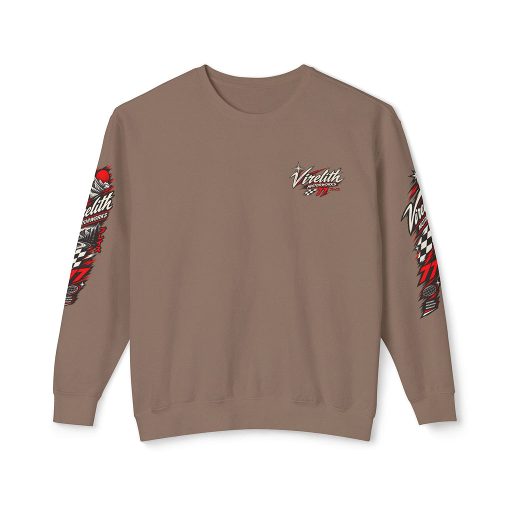 Motorworks Racing Crewneck Sweatshirt | Vintage Sleeve Graphic