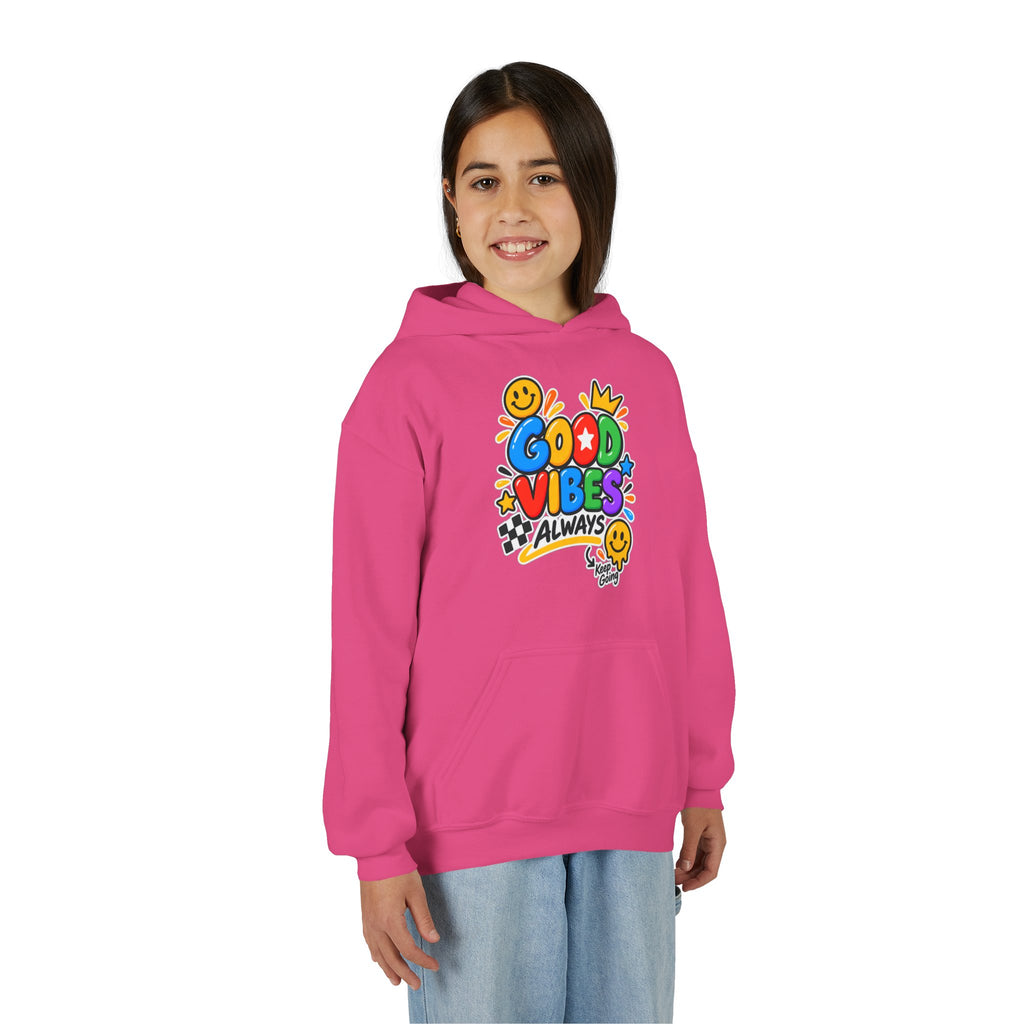 Youth Hoodie - "Good Vibes Always" Colorful Positive Graphic