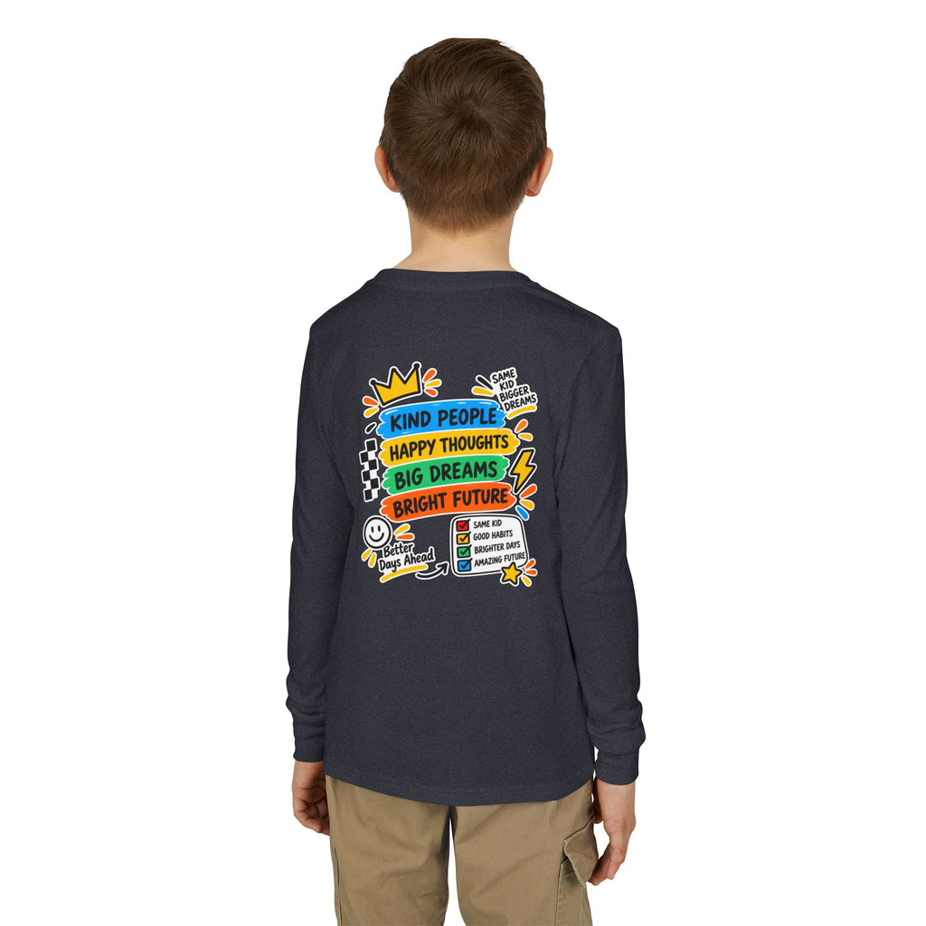 Good Vibes Always Youth Long Sleeve Tee — Positive Message Kids Shirt