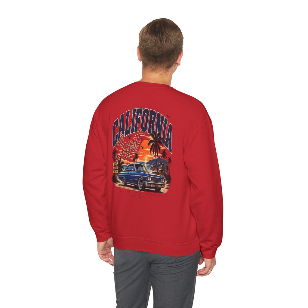 California Coast Crewneck Sweatshirt — Retro Palm Tree Graphic