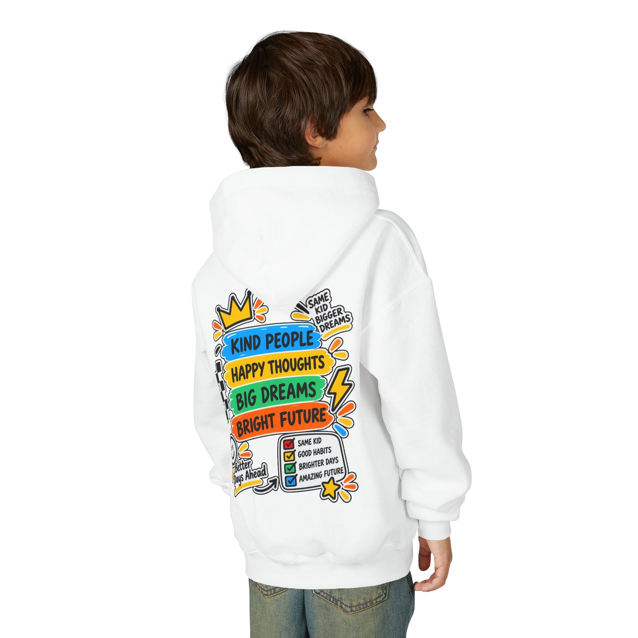 Youth Hoodie - "Good Vibes Always" Colorful Positive Graphic