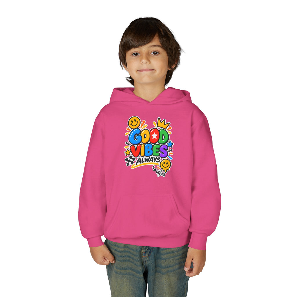 Youth Hoodie - "Good Vibes Always" Colorful Positive Graphic