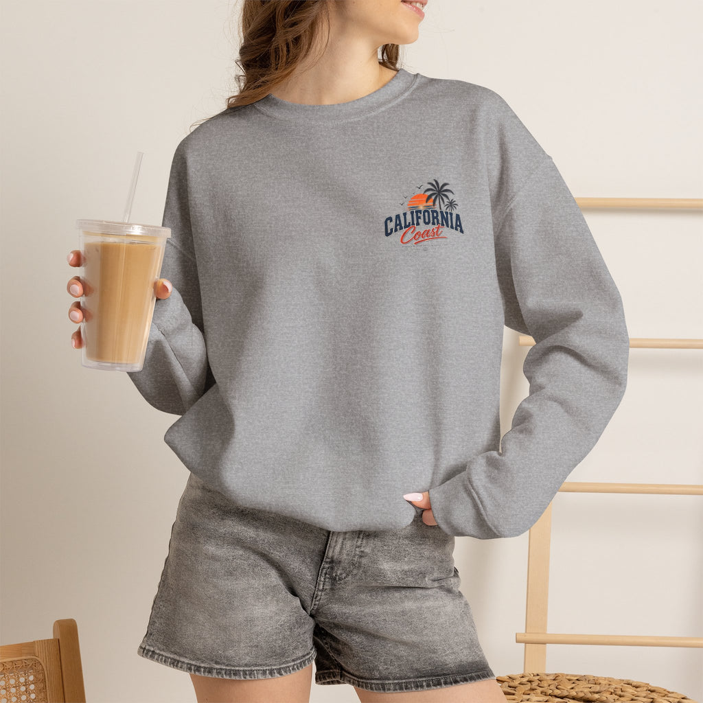 California Coast Crewneck Sweatshirt — Retro Palm Tree Graphic