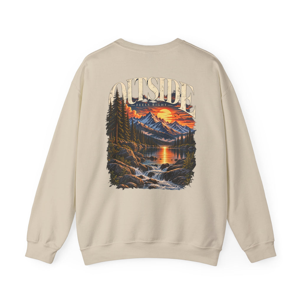 Outside Scenic Crewneck — Mountain Sunset Nature Graphic