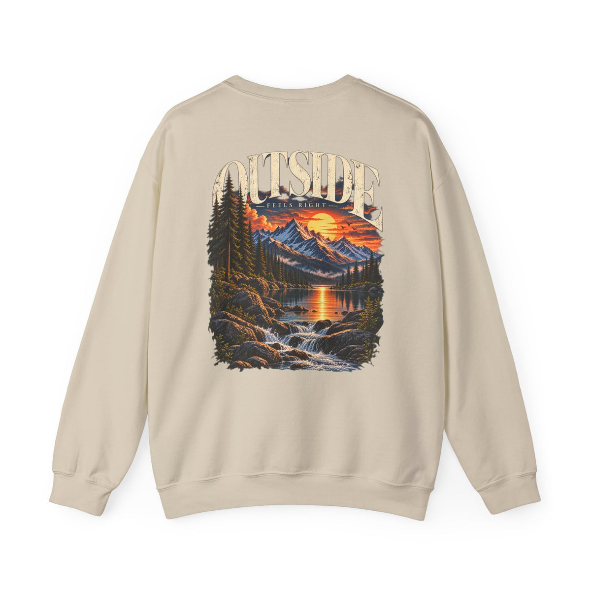 Outside Scenic Crewneck — Mountain Sunset Nature Graphic