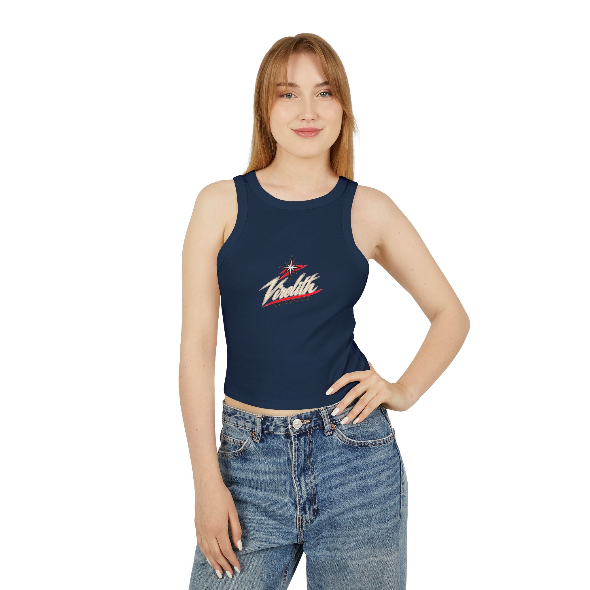 Racer Tank Top — Vintage Speed Virelith Graphic (Front Logo & Back Racing Car)