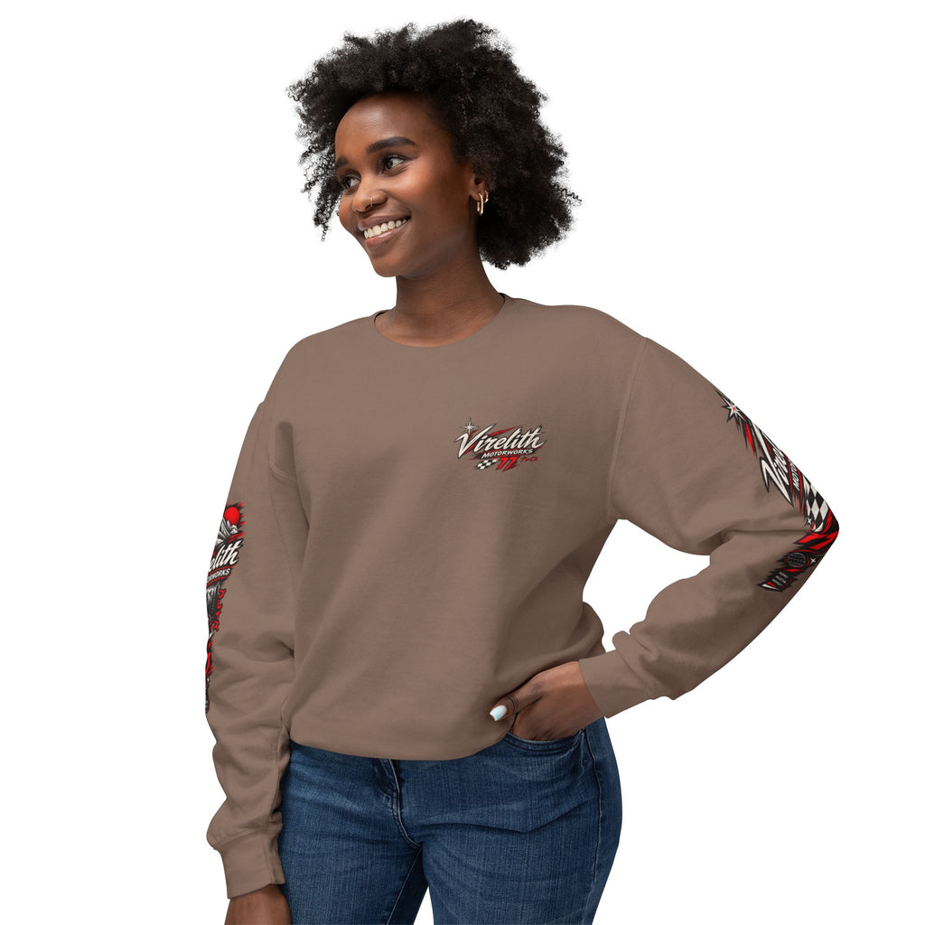 Motorworks Racing Crewneck Sweatshirt | Vintage Sleeve Graphic