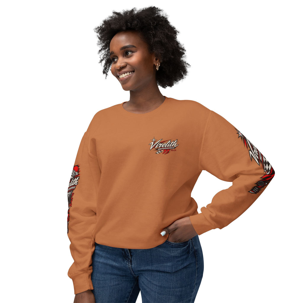 Motorworks Racing Crewneck Sweatshirt | Vintage Sleeve Graphic