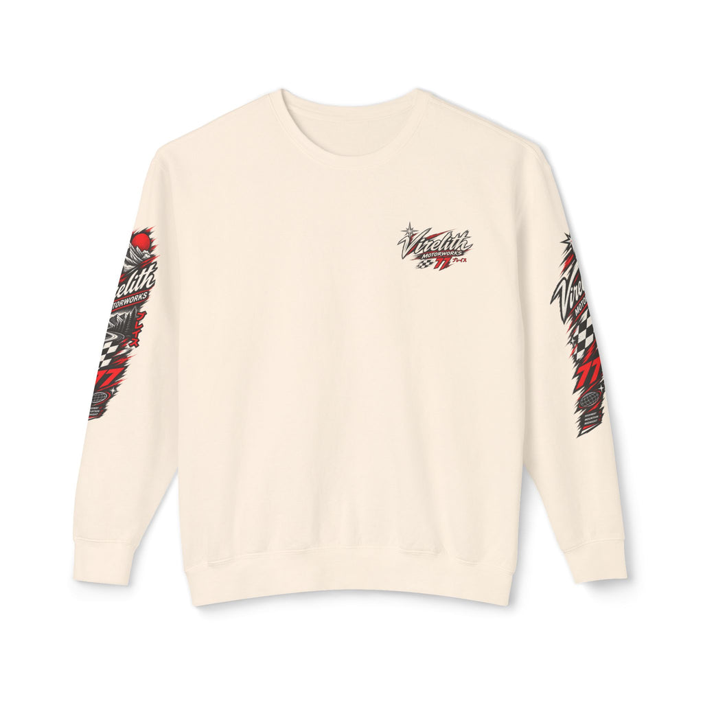 Motorworks Racing Crewneck Sweatshirt | Vintage Sleeve Graphic