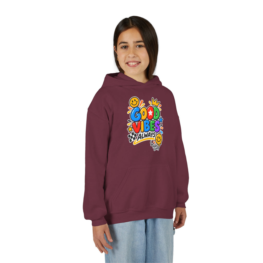 Youth Hoodie - "Good Vibes Always" Colorful Positive Graphic