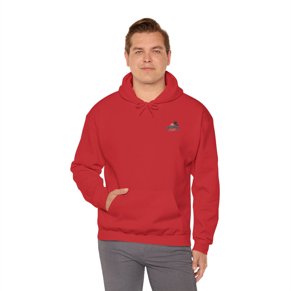 California Coast Hoodie — Vintage Car Sunset Palm Beach Graphic