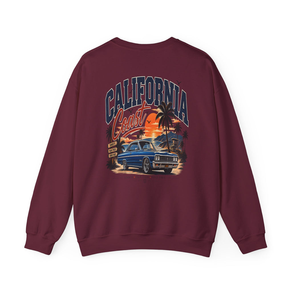 California Coast Crewneck Sweatshirt — Retro Palm Tree Graphic